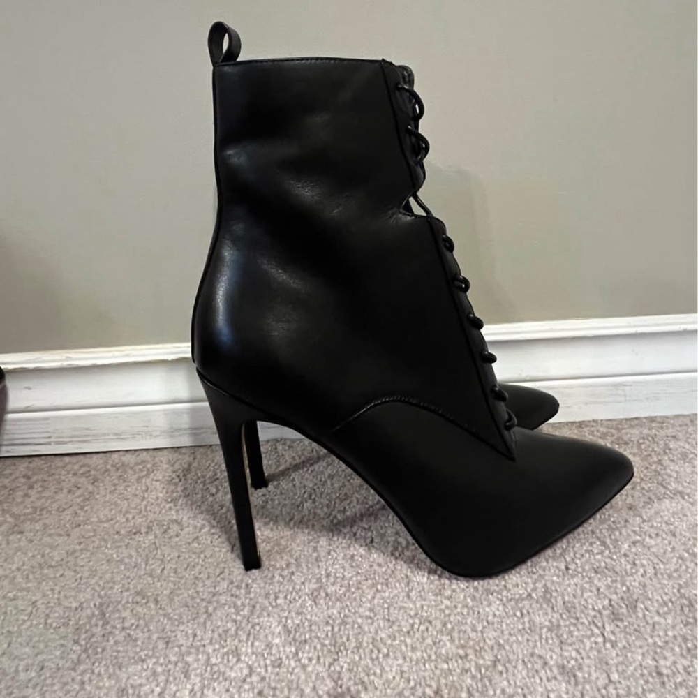 Aldo Black Heeled Lace-Up Boots